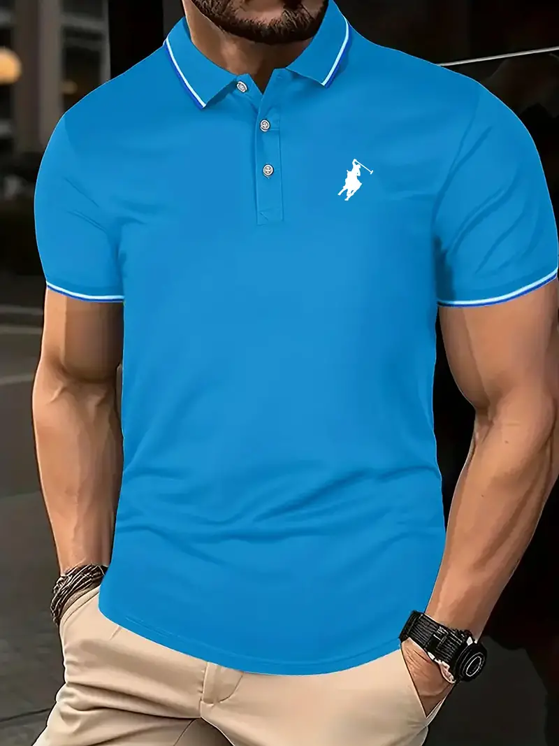 Breathable Regular Fit Golf Shirt, Men's Casual V-Neck T-Shirt Short Sleeve For Summer, Men's Clothing